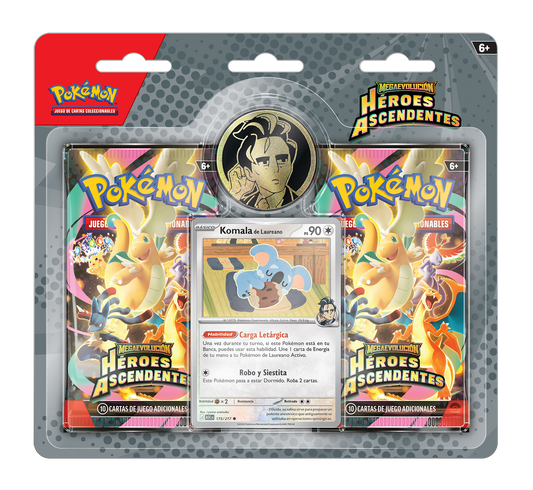 Blíster 2 Sobres y Moneda - Pokémon Megaevolución - Héroes Ascendentes - Español - El Podenco TCG