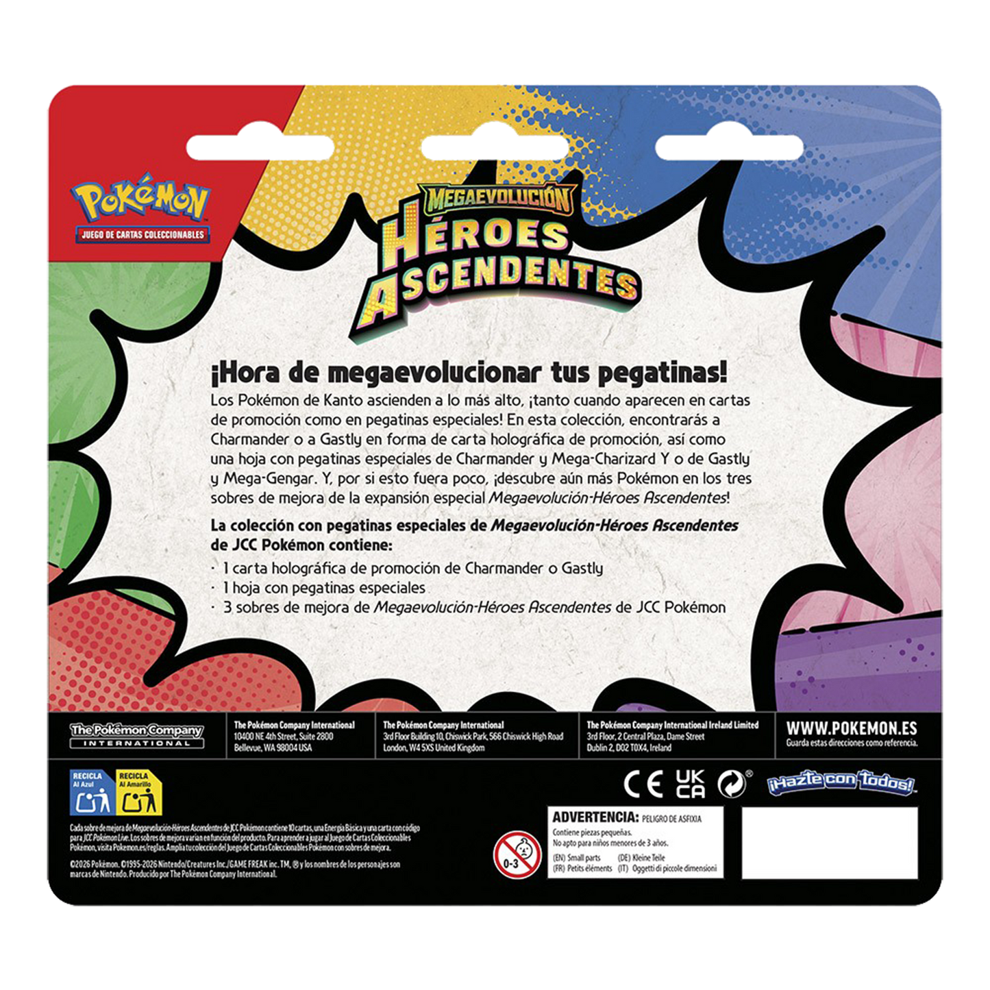 Blíster 3 Sobres Pegatina Especial - Pokémon Megaevolución - Héroes Ascendentes- Español