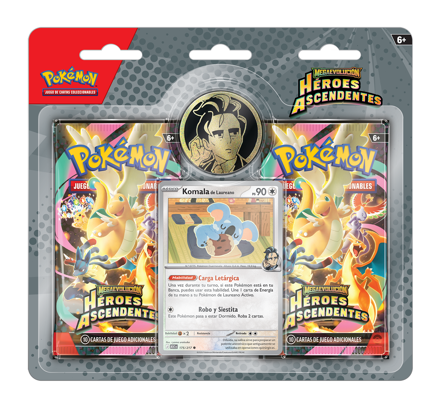 Blíster 2 Sobres y Moneda - Pokémon Megaevolución - Héroes Ascendentes - Español - El Podenco TCG