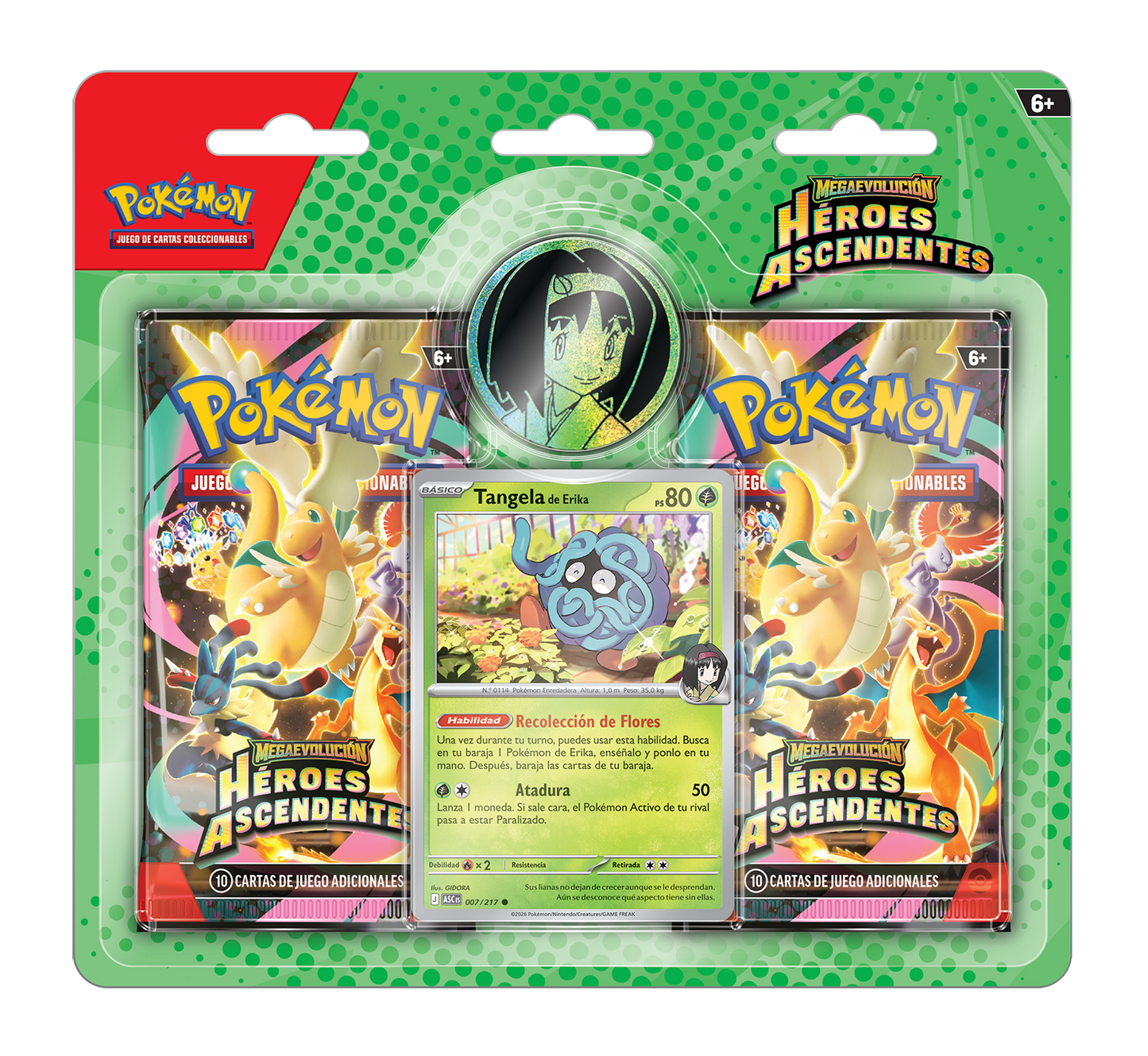 Blíster 2 Sobres y Moneda - Pokémon Megaevolución - Héroes Ascendentes - Español - El Podenco TCG