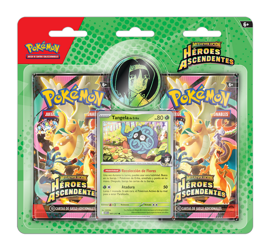 Blíster 2 Sobres y Moneda - Pokémon Megaevolución - Héroes Ascendentes - Español - El Podenco TCG