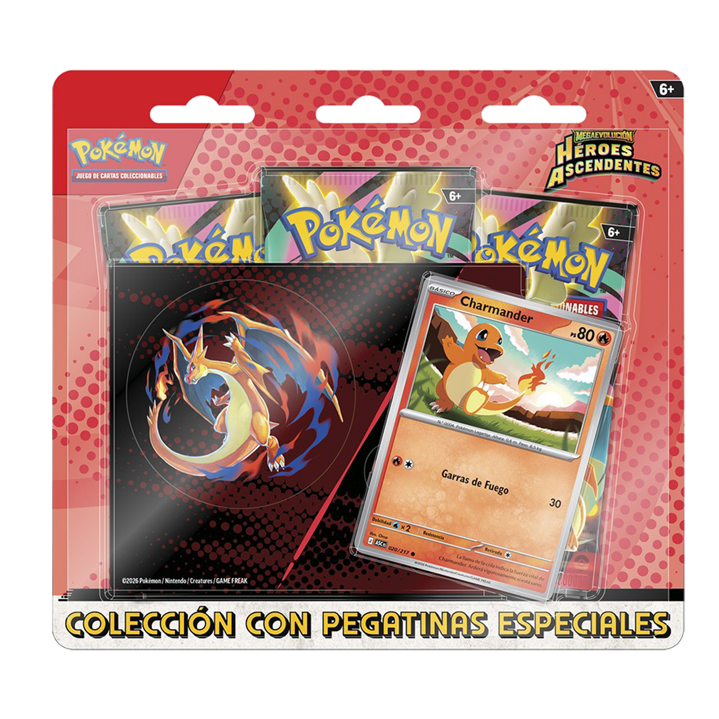 Blíster 3 Sobres Pegatina Especial - Pokémon Megaevolución - Héroes Ascendentes- Español