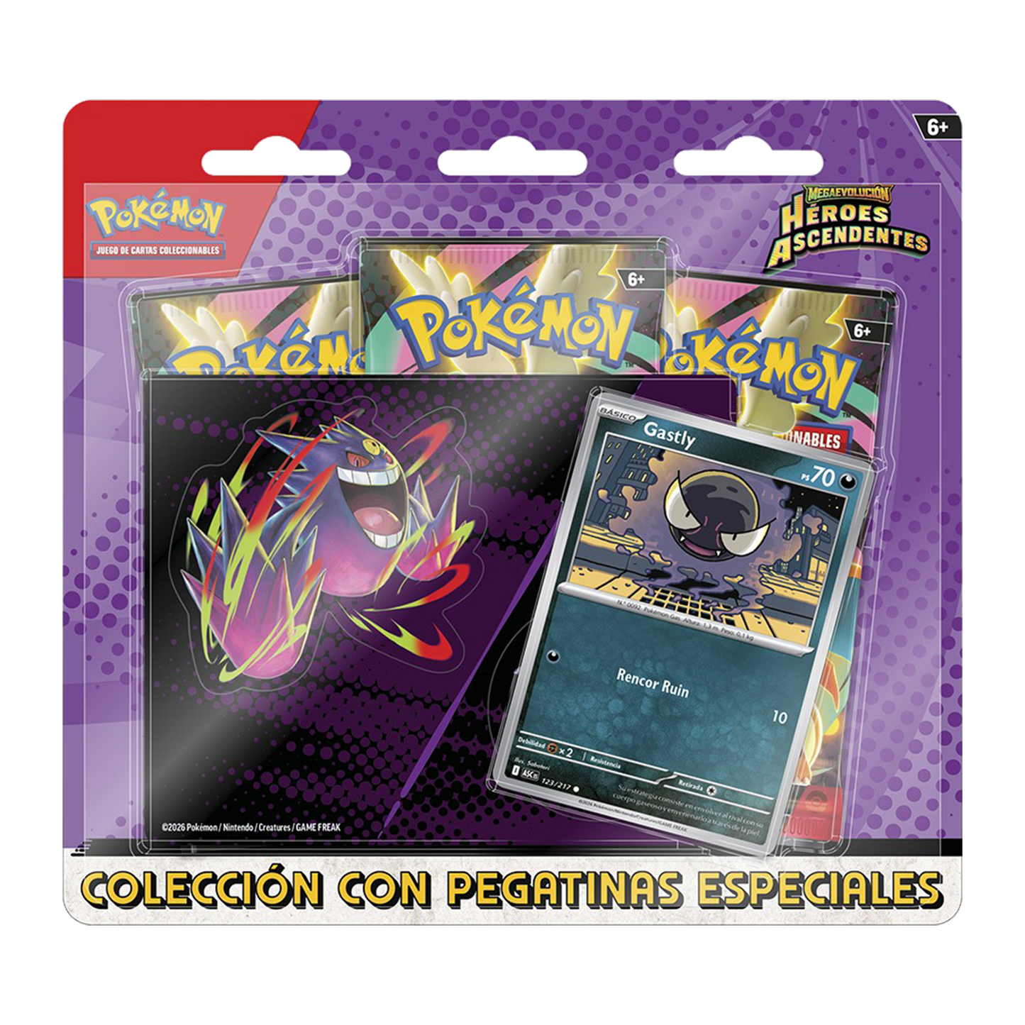 Blíster 3 Sobres Pegatina Especial - Pokémon Megaevolución - Héroes Ascendentes- Español